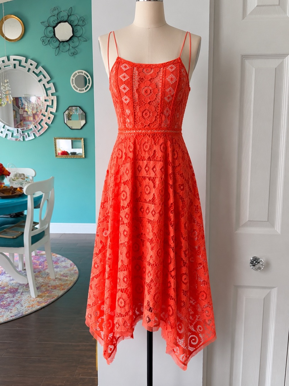 Free People Just Like Honey Lace Dress in orange, Size 6 G189